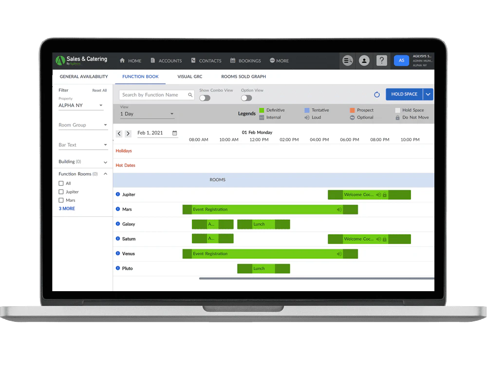 screenshot of Agilysys Sales & Catering